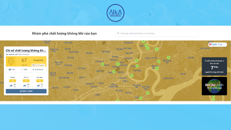 IQAir cho phép theo dõi mức độ ô nhiễm không khí theo thời gian thực